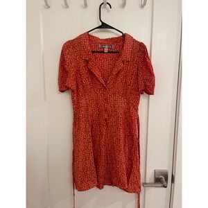 Urban Outfitters Cottagecore V Neck Orange Mini‎ Dress 50s Style